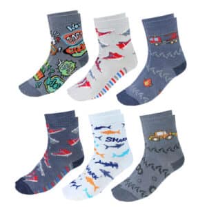 TupTam Kinder Socken Mädchen Jungen Bunt Gemustert 6er Pack hellgrau