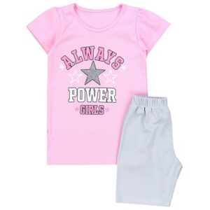 TupTam Kinder Mädchen Kurzarm Pyjama Set 2-teilig rosa/grau