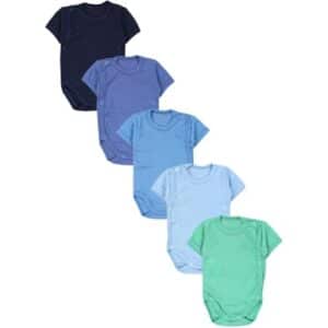 TupTam Baby Jungen Kurzarm Wickelbody 5er Set blau/grün