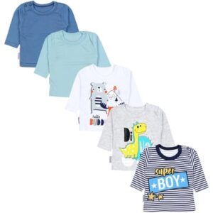 TupTam Baby Jungen Langarmshirt 5er Set weiß/grau