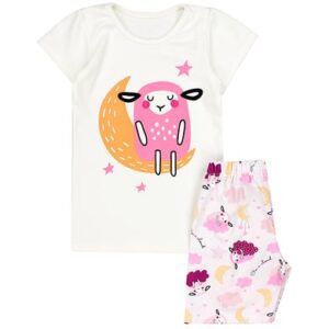 TupTam Kinder Mädchen Kurzarm Pyjama Set 2-teilig ecru