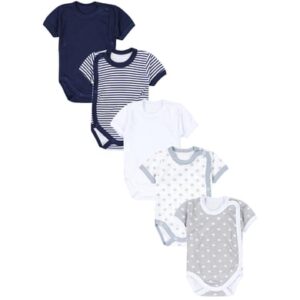 TupTam Baby Jungen Kurzarm Wickelbody 5er Set grau