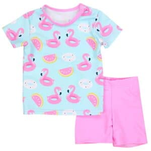 Aquarti Baby Mädchen Zweiteiler Badeanzug Bade-Set Bade T-Shirt Badehose hellrosa