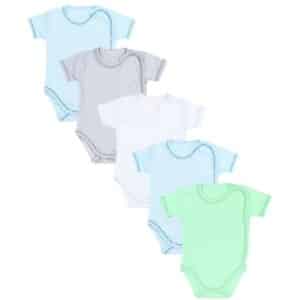 TupTam Unisex Baby Kurzarm Wickelbody 5er Pack blau/grün