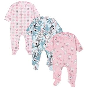 TupTam Baby Mädchen Schlafstrampler mit Fuß 3er Pack rosa/blau