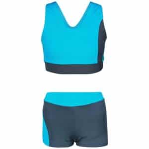 Aquarti Mädchen Sport Bikini - Racerback Bustier & Badehose grau/türkis