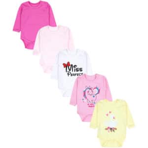 TupTam Mädchen Baby Body Langarm Unifarben 5er Pack gelb/weiß