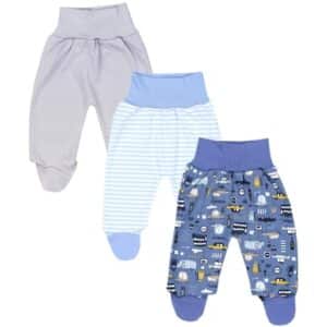TupTam Baby Jungen Strampelhose mit Fuß 3er Pack blau/grau