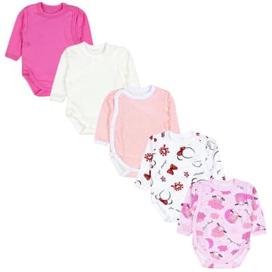 TupTam Baby Langarm Wickelbody 5er Pack rosa/rot