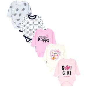 TupTam Mädchen Baby Body Langarm Unifarben 5er Pack rosa/pink