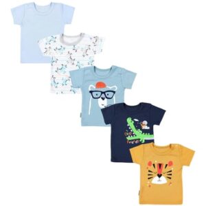 TupTam Baby Kurzarm T-Shirt 5er Set blau/gelb