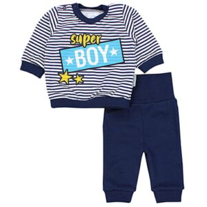 TupTam Baby Jungen Langarmshirt Babyhose Outfit 2teilig blau/schwarz