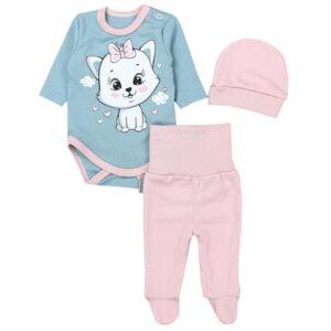 TupTam Baby Bekleidungsset Langarmbody Hose Mütze3 teilig rosa/grün