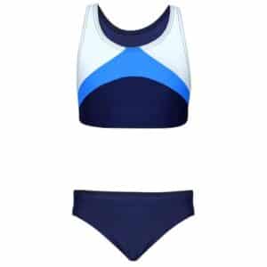 Aquarti Mädchen Sport Bikini Racerback Bustier & Bikinislip blau/weiß