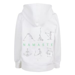 F4NT4STIC Basic Kids Hoodie Namaste Yoga Skelett Halloween weiß