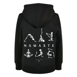 F4NT4STIC Basic Kids Hoodie Namaste Yoga Skelett Halloween schwarz