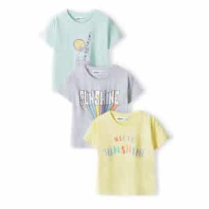 MINOTI 3er-Pack T-Shirts Grün/Grau/Gelb