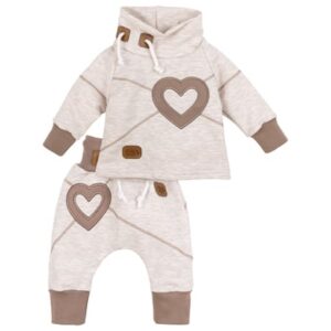 Baby Sweets 2tlg Set Shirt + Hose Patchwork Herzen beige