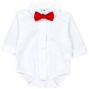 TupTam Jungen Baby Hemd-Body Langarm mit Kragen rot/weiß