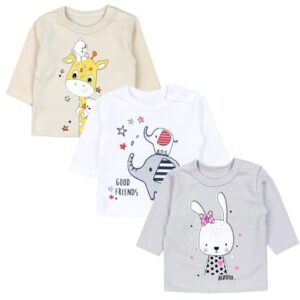 TupTam Unisex Baby Langarmshirt mit Spruch Aufdruck 3er Set beige