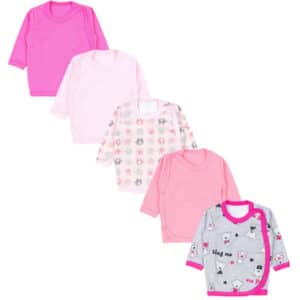 TupTam Baby Mädchen Wickelshirt Langarm 5er Set rosa/orange