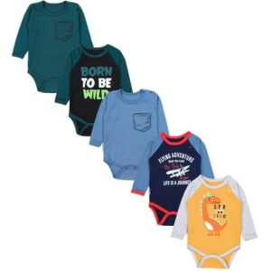 TupTam Jungen Baby Body Langarm 5er Pack grün/gelb