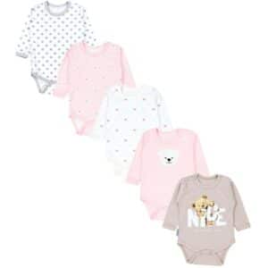 TupTam Mädchen Baby Body Langarm Unifarben 5er Pack beige/rosa