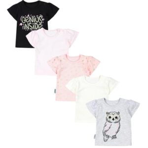 TupTam Baby Mädchen Kurzarm T-Shirt 5er Set grau/rosa