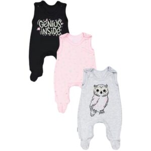 TupTam Baby Mädchen Strampler mit Aufdruck Spruch 3er Pack grau/rosa