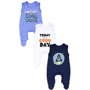 TupTam Baby Jungen Strampler mit Aufdruck Spruch 3er Pack blau/weiß