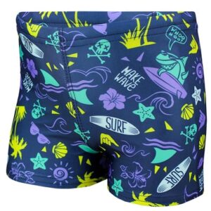 Aquarti Jungen Badehose Gestreift mit Motiven dunkellila