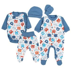 TupTam Baby Bekleidung Set Jungen Langarm Neugeborene 5 tlg blau/rot