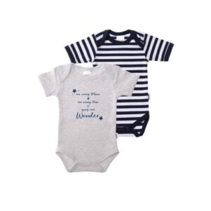 Liliput Baby-Body 2er-Pack Wunder grau-melange/ marine gestreift