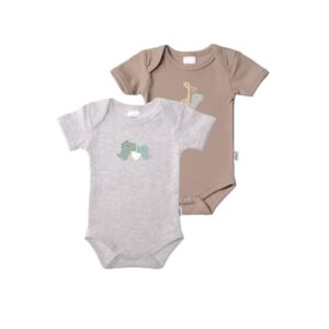 Liliput Baby-Bodies im 2er-Pack Dinos grau-melange/ coffee