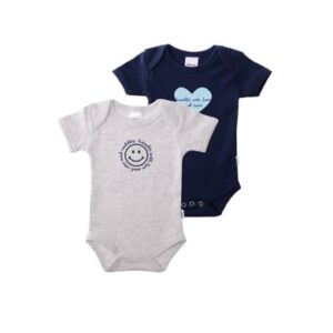 Liliput Baby-Bodies im 2er Set Smiley grau-melange/ marine